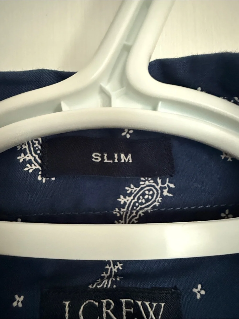 J. Crew Navy Short-Sleeve Button-Down with White Paisley Print